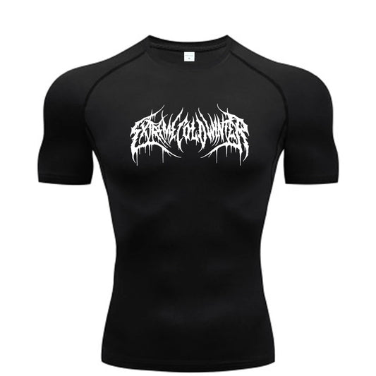 Camiseta de compresión de manga corta con tipografía