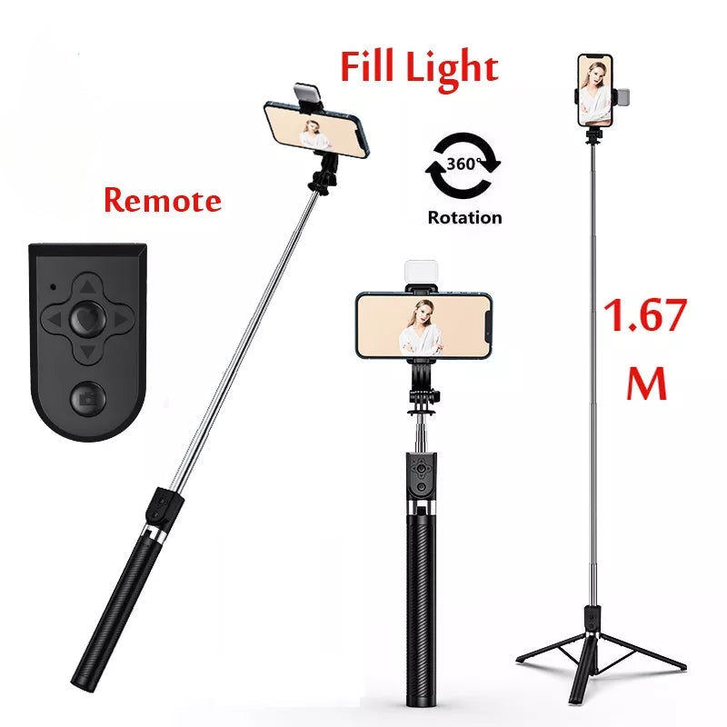 1.67-meter Wireless Selfie Tripod With Light