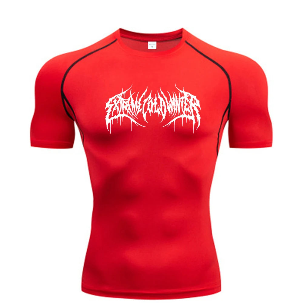 Short-Sleeve Compression Shirt With Typography