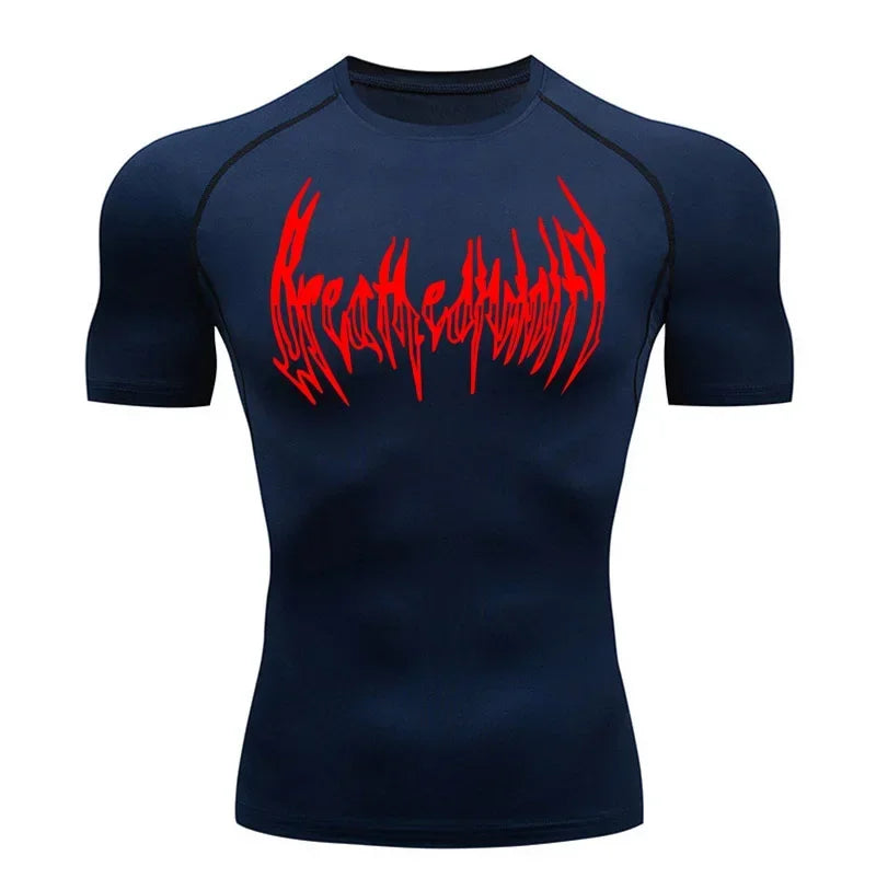 Short-Sleeve Compression Shirt with Typography