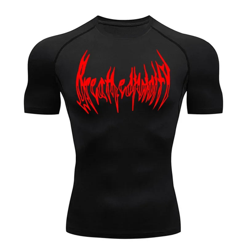 Short-Sleeve Compression Shirt with Typography