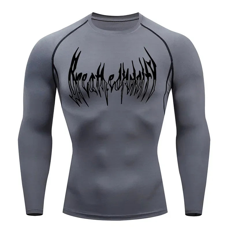 Long-Sleeve Compression Shirt With Typography