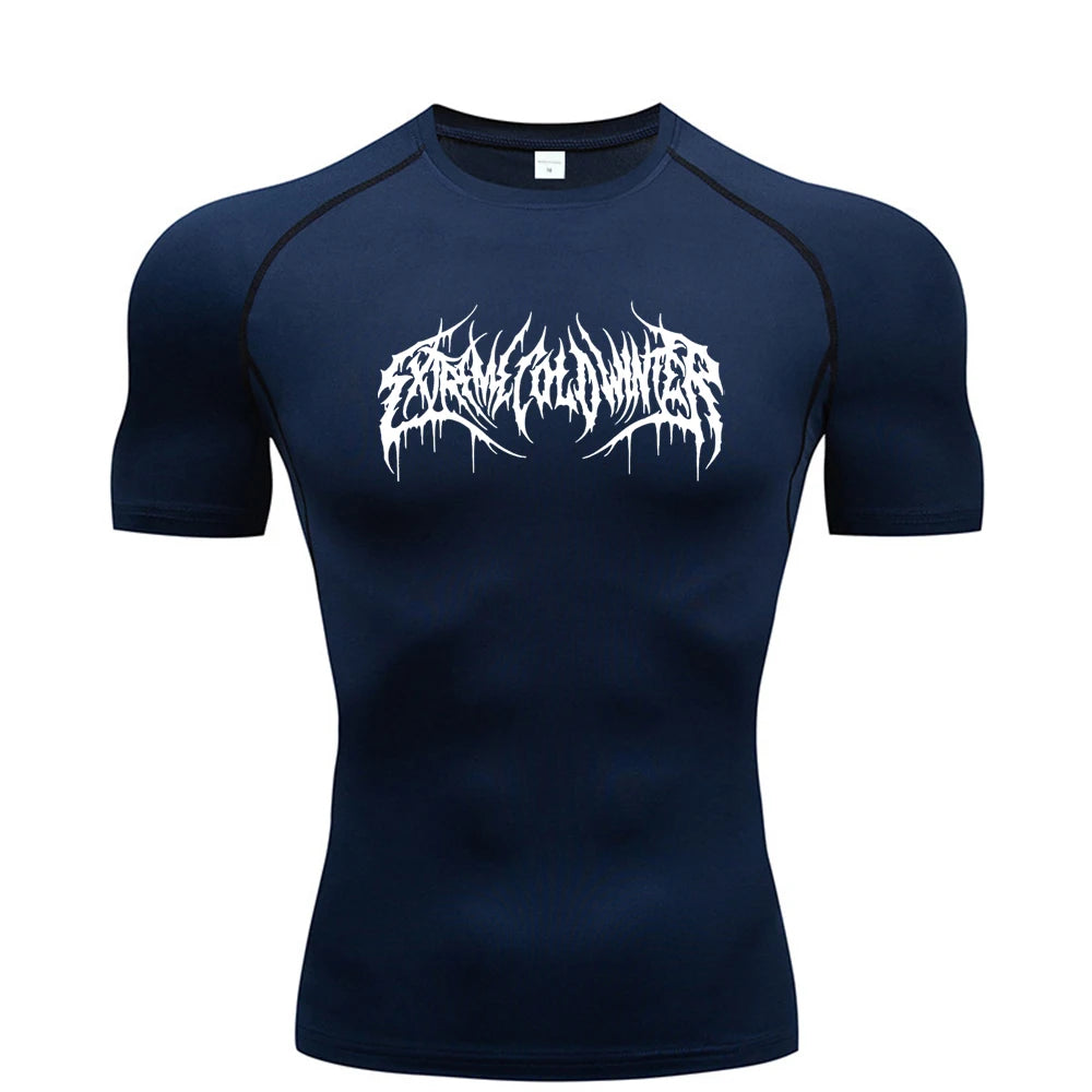 Short-Sleeve Compression Shirt With Typography