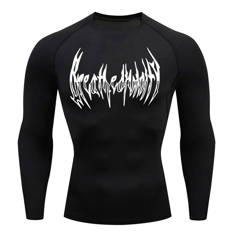 Short-Sleeve Compression Shirt with Typography