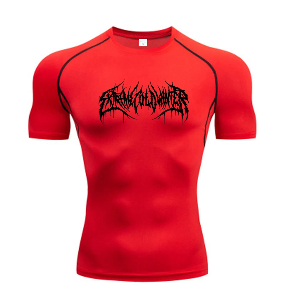 Short-Sleeve Compression Shirt With Typography