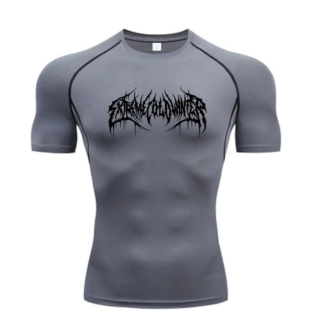 Short-Sleeve Compression Shirt With Typography