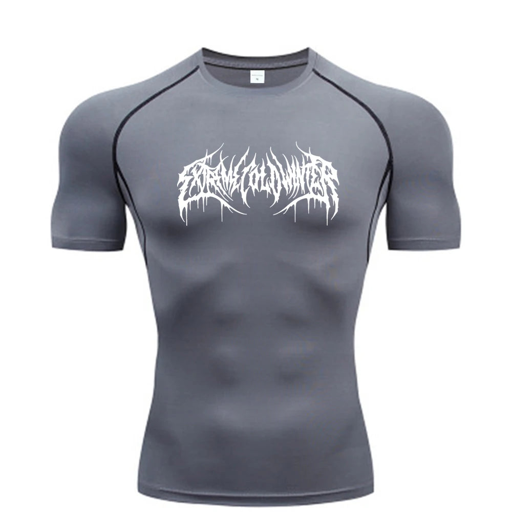 Short-Sleeve Compression Shirt With Typography