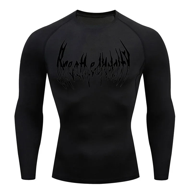 Short-Sleeve Compression Shirt with Typography