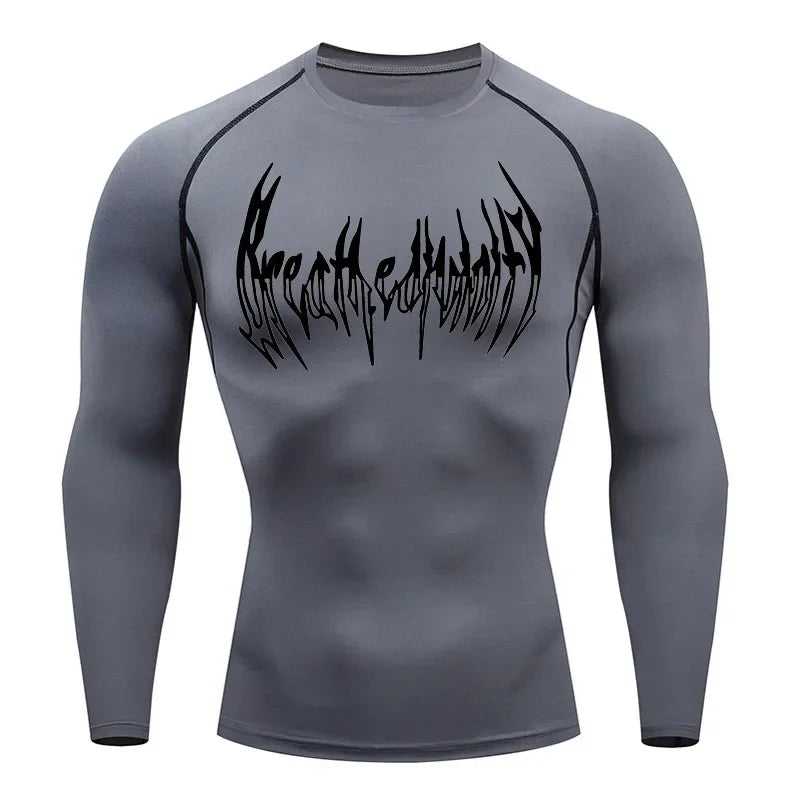 Short-Sleeve Compression Shirt with Typography