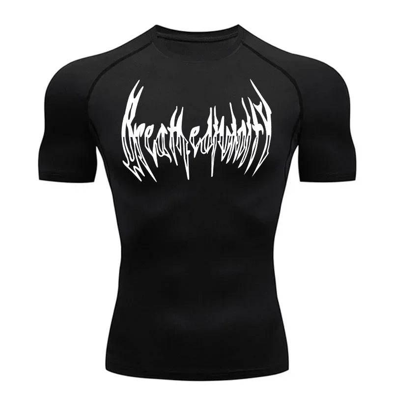 Short-Sleeve Compression Shirt with Typography