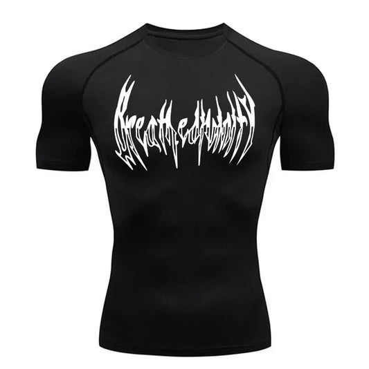 Short-Sleeve Compression Shirt with Typography