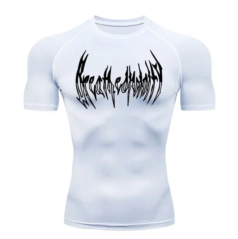 Short-Sleeve Compression Shirt with Typography