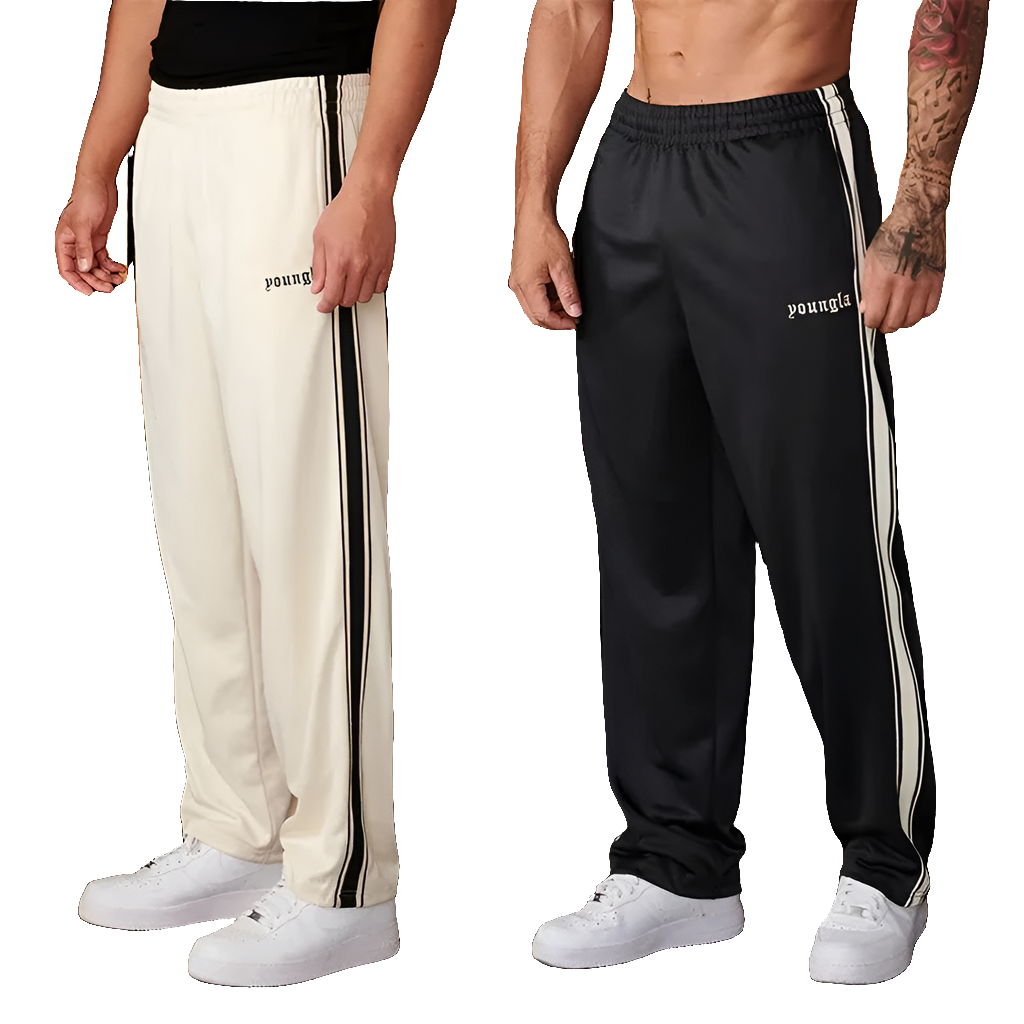 Joggers With Embroidered Stripes