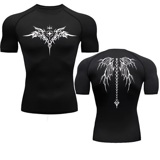 Short-Sleeve Compression Shirt with Angel Symbol